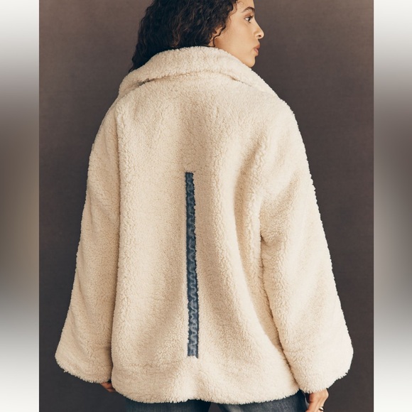 Anthropologie Cream Sherpa Jacket with Denim Panels - Women - Picture 4 of 4